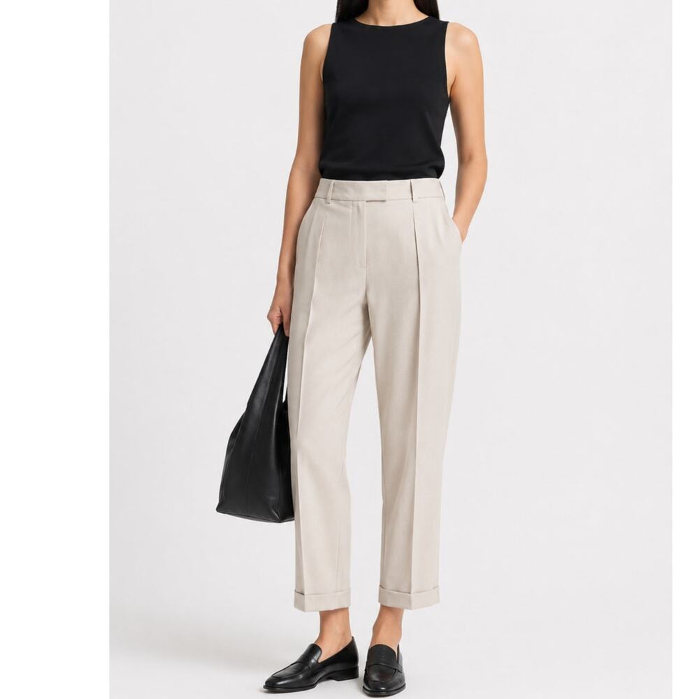 Cos Women's Pleated Straight LegTrouser Pants Khaki Size 10